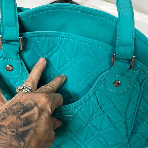 Vera Bradley Blue Quilted Tote Bag with Diamond Stitching - Picture 7 of 14